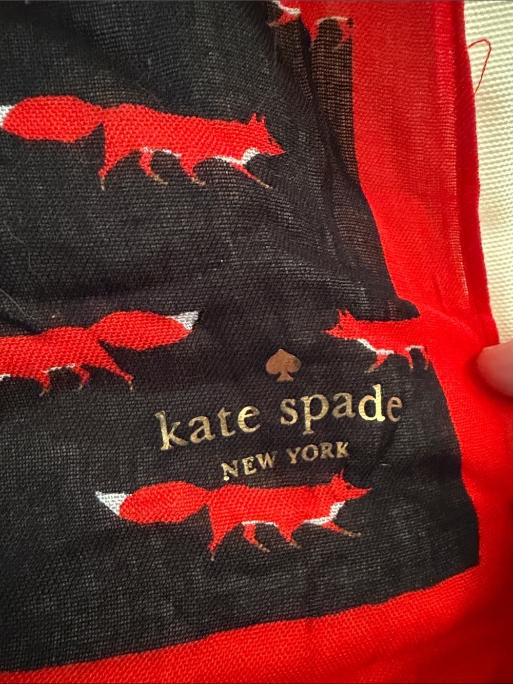 kate spade red and black fox print scarf